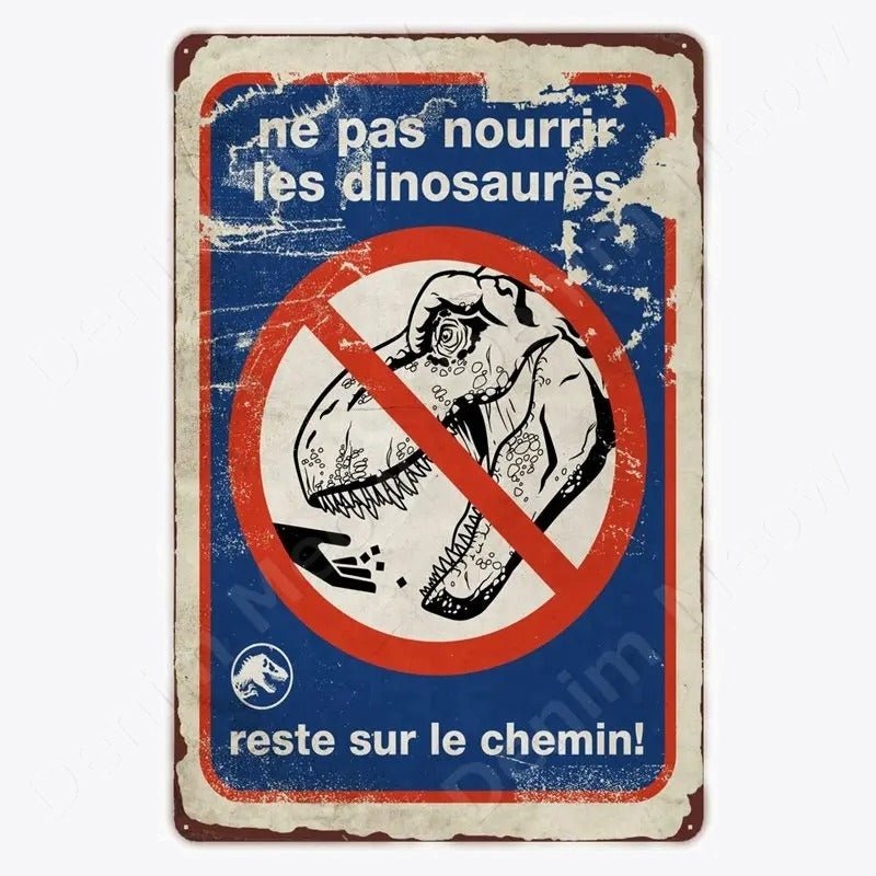 Décoration Panneau Métallique Vintage T-Rex