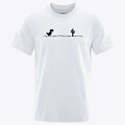 T-Shirt Dinosaure Homme Blanc